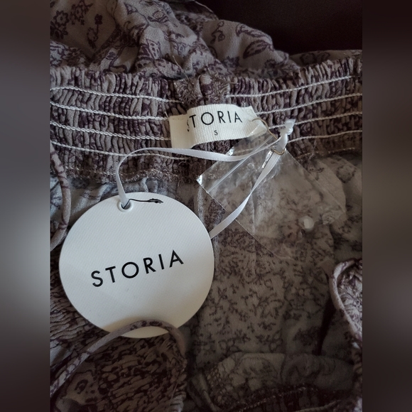 Storia Midi Tiered Floral Sundress Women's Size S Boho Chic Tie Straps - Picture 7 of 12